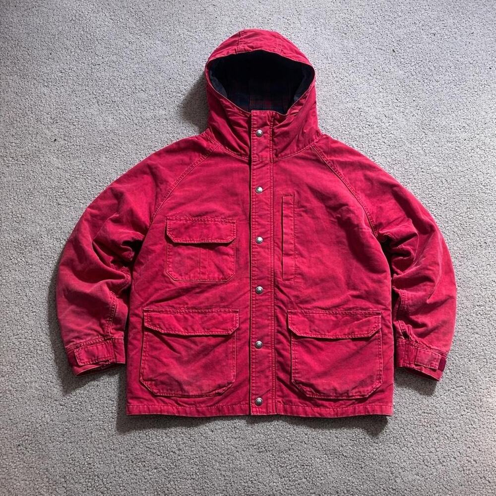 Woolrich Blanket Lined Field Parka USA Made Size M Chore Coat Burgundy Red